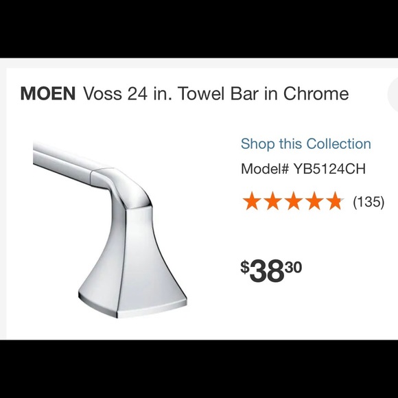 MOEN Voss Towel Bars in Chrome - Set of 3 (one 24 inch & two 18 inch bars) - Picture 3 of 6